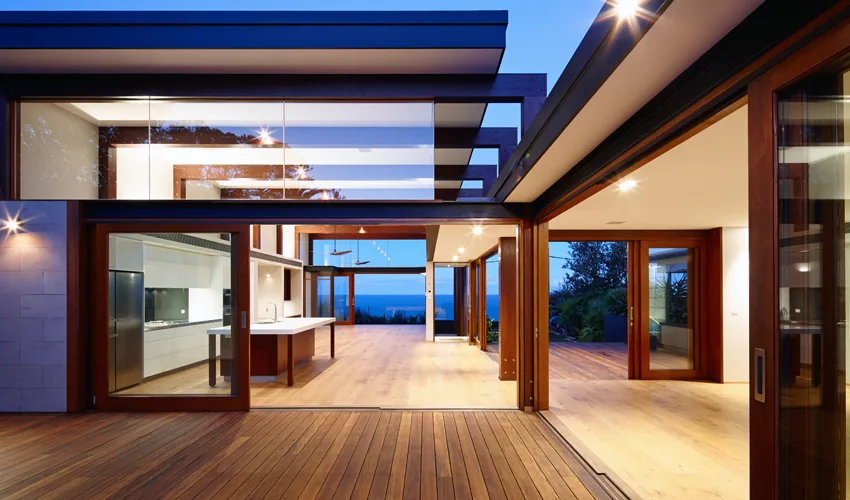 Timber deck opening to an ocean view, Bronte
